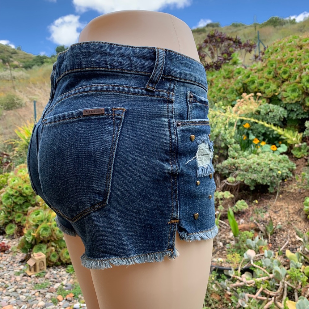 STS BLUE Embellished Mini Frayed Hem Short Otis - Picture 5 of 8